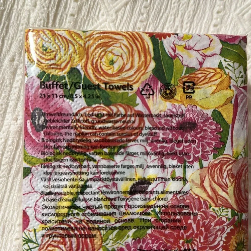 Celebrate THE HOME 32 x 2 pk Garden Bouquet Pink White Green Yellow Guest Towel
